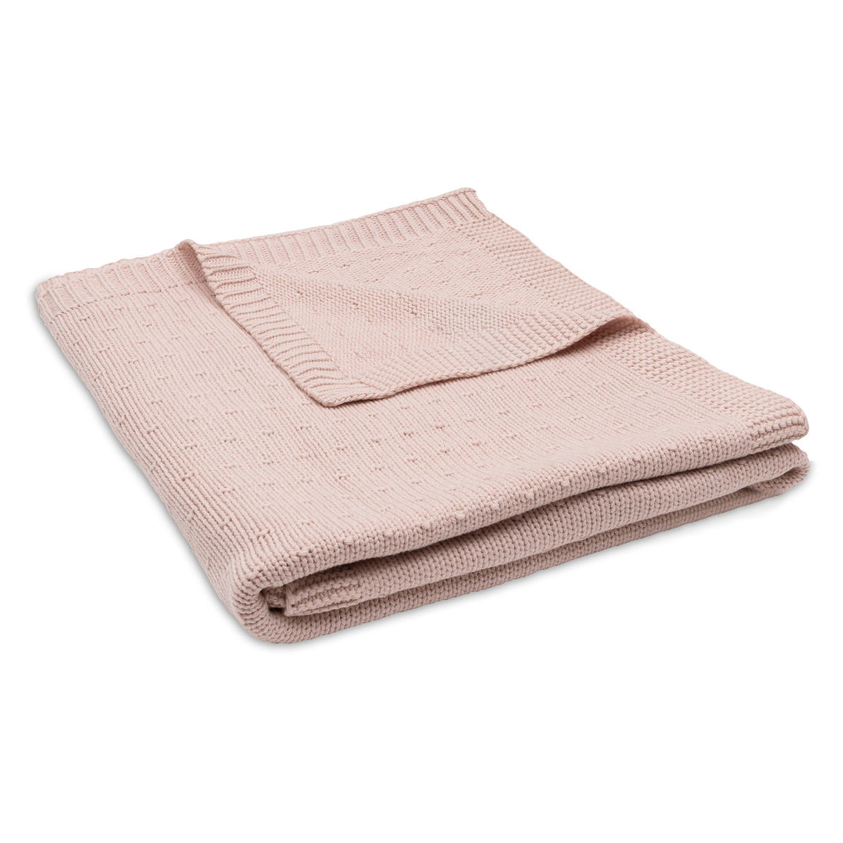 Jollein ledikantdeken Sprinkle Knit Silk Rose, close-up van de gebreide rand