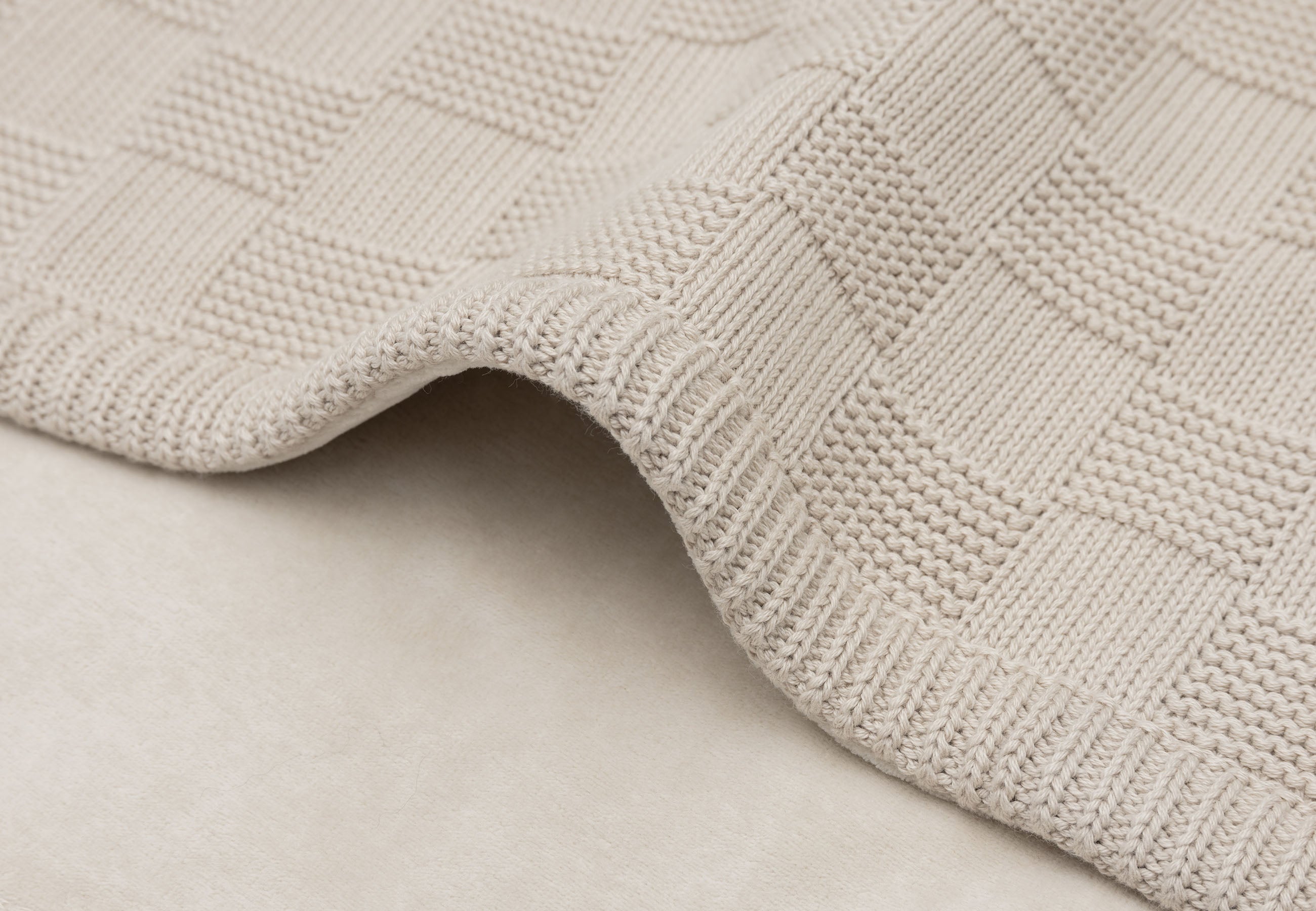 Jollein Deken Ledikant 100x150cm Box Knit | Warm Sand/Velvet Gots