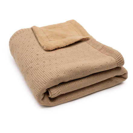 Jollein ledikantdeken Sprinkle Knit Hazel, detailfoto van de fluffy achterzijde