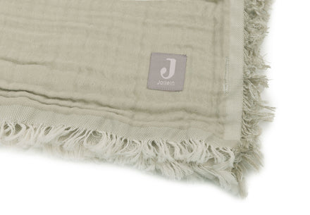 Jollein Deken Wieg 75x100cm | Fringe Olive Green/Ivory Gots