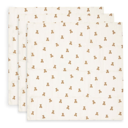 Jollein Hydrofiele Doek Small 70x70cm | Mini Teddy Bear (3pack)