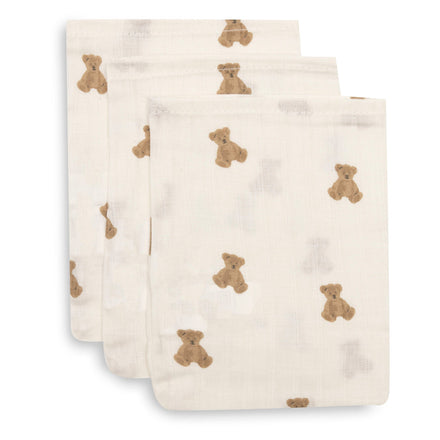Jollein Hydrofiel Washandje 15x20cm | Mini Teddy Bear (3pack)