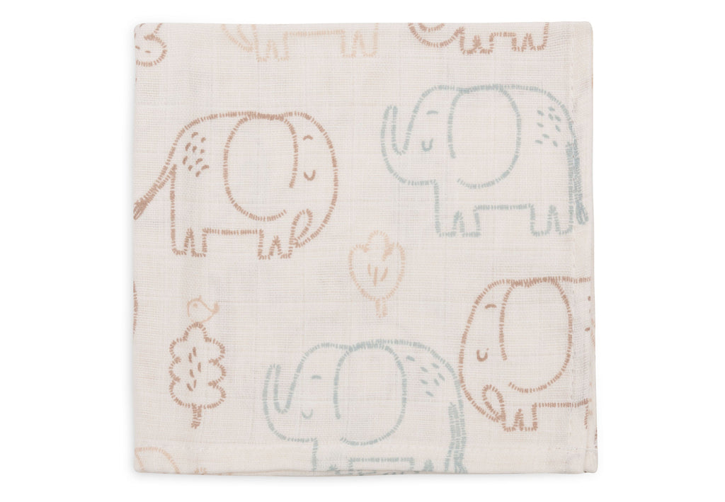 Jollein Hydrofiel Monddoekje 31x31cm | Elephant Tales | 3st