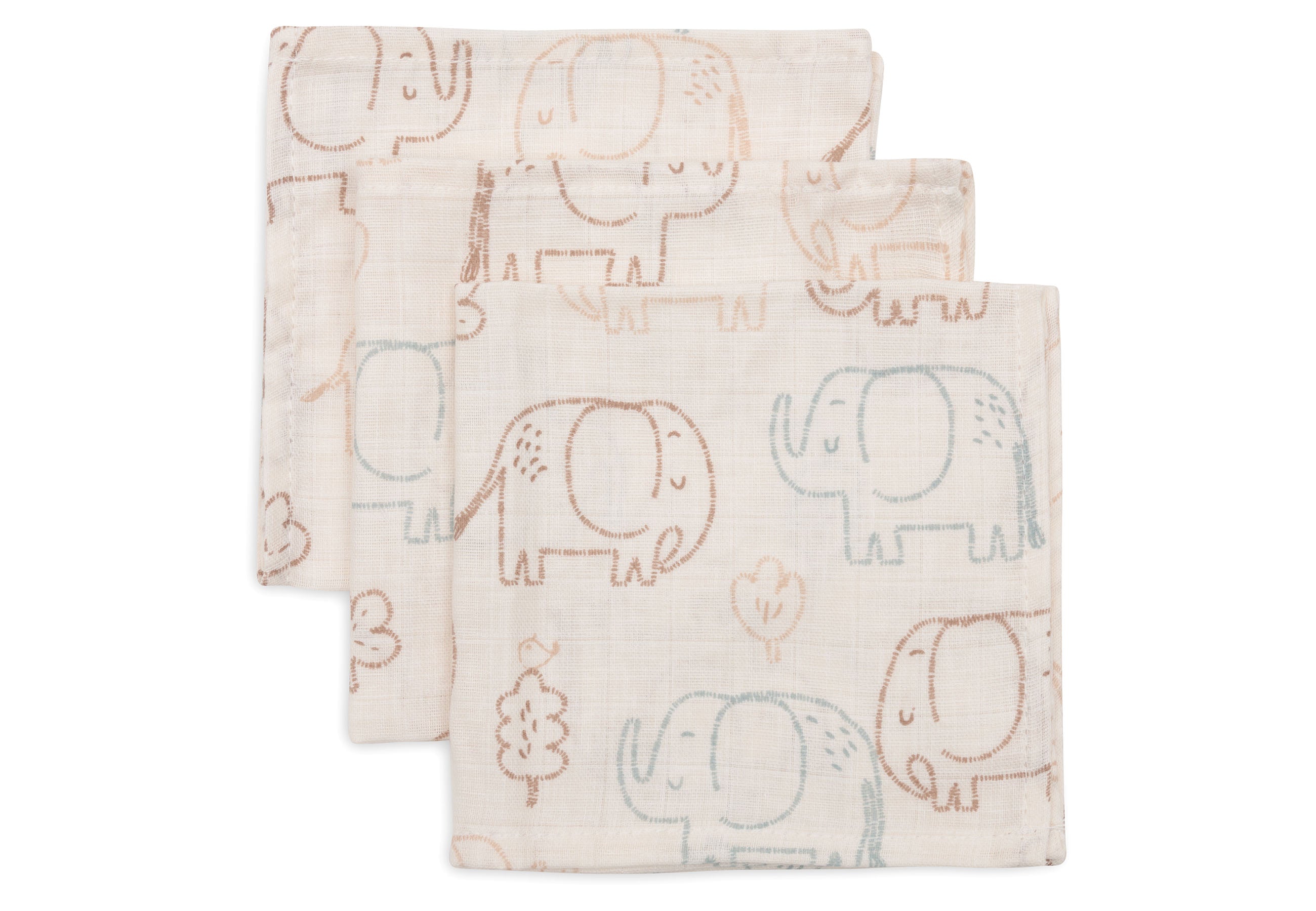 Jollein Hydrofiel Monddoekje 31x31cm | Elephant Tales | 3st