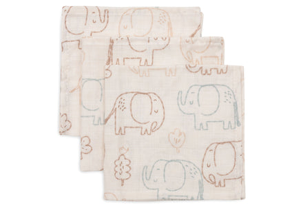 Jollein Hydrofiel Monddoekje 31x31cm | Elephant Tales | 3st