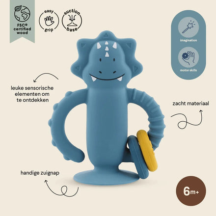 Trixie Sensorisch Siliconen Babyspeelgoed Met Zuignap | Mr. Triceratops