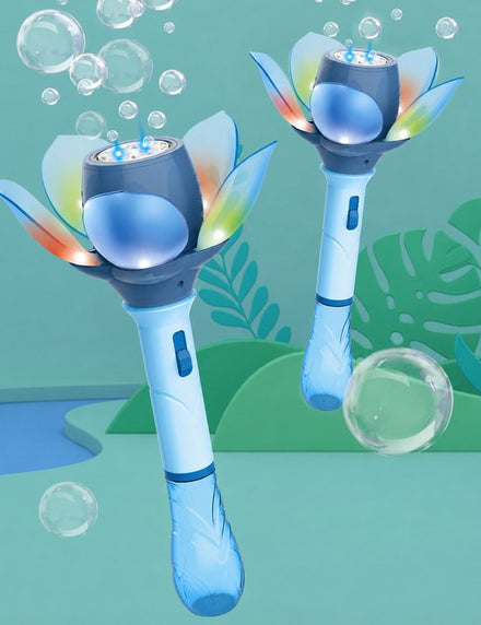 FunTrading blauwe bloemen bellenblaas met licht, automatische bellenblaasmachine, bij De Gele Flamingo