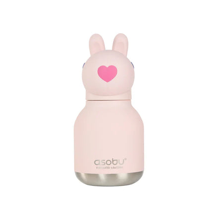Asobu Mini Bestie drinkfles sleutelhanger van 200 ml met konijn karakter-head, bij De Gele Flamingo.