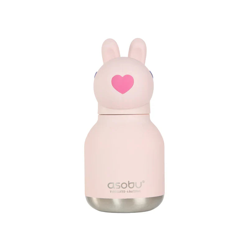 Asobu Mini Bestie drinkfles sleutelhanger van 200 ml met konijn karakter-head, bij De Gele Flamingo.