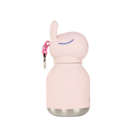 Handzame Mini Bestie konijn drinkfles van Asobu met keychain ring, te vinden bij De Gele Flamingo.