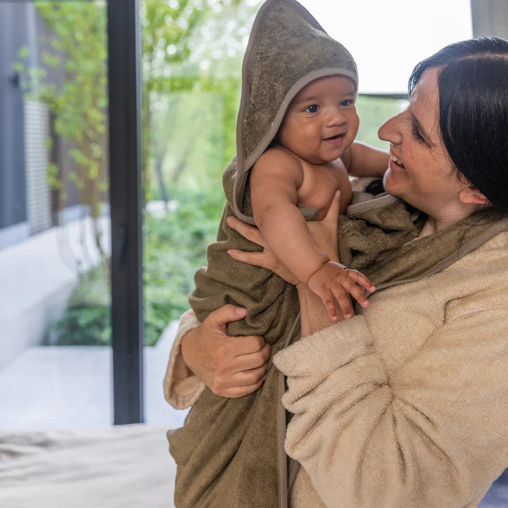 Timboo Badcape Ouder/Baby Bamboo 98x104cm | Frosted Almond