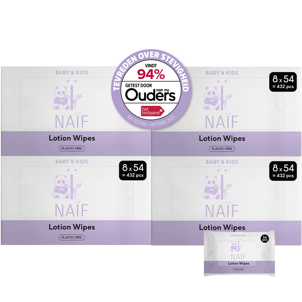 Naïf Plasticvrije Lotion Wipes Billendoekjes Set 8 x 54 Stuks