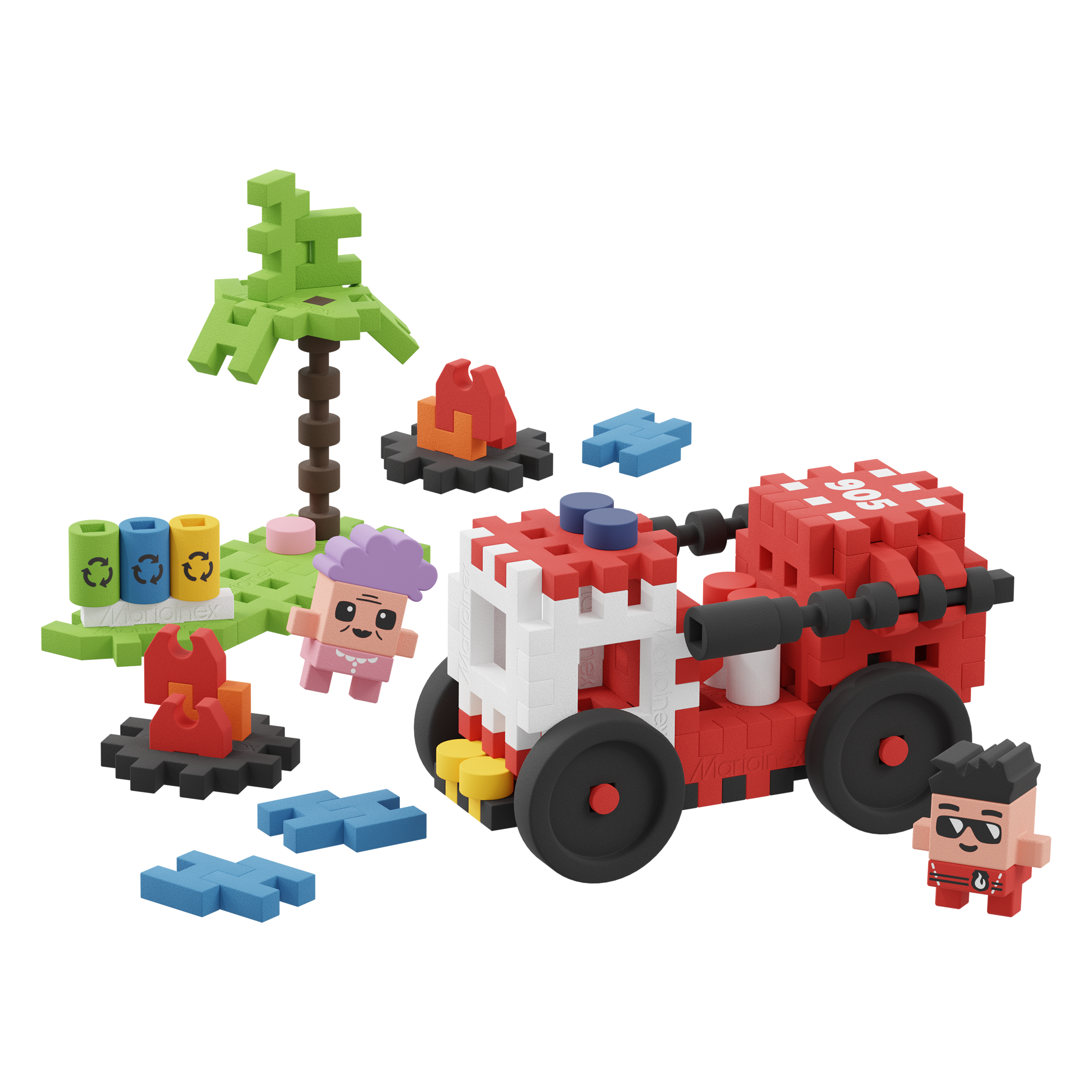 Marioinex Mini Waffle | Fire Truck 80 Pcs