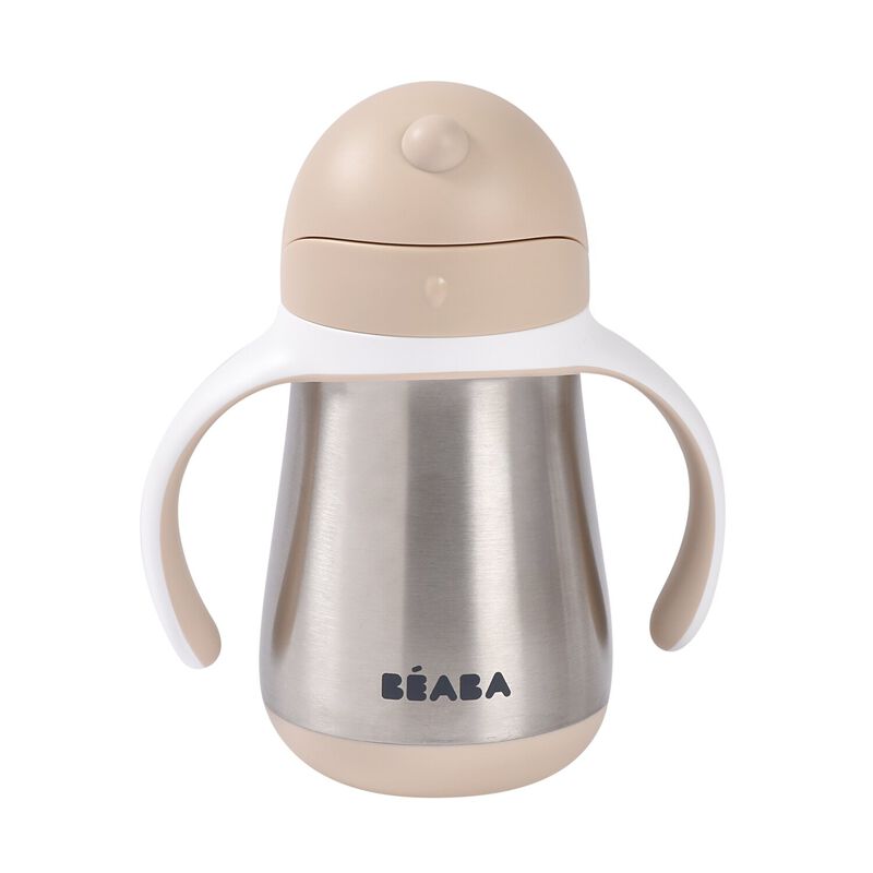 Béaba RVS Drinkbeker Met Rietje 250ml | Klei - Aarde