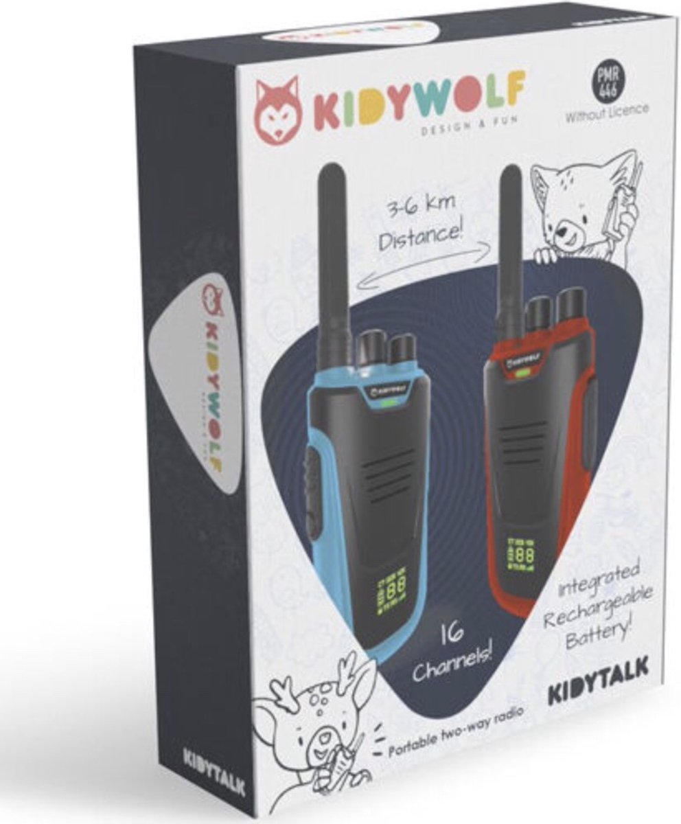 Kidywolf Kidytalk Walkie Talkie 2 Stuks | Blauw - Rood