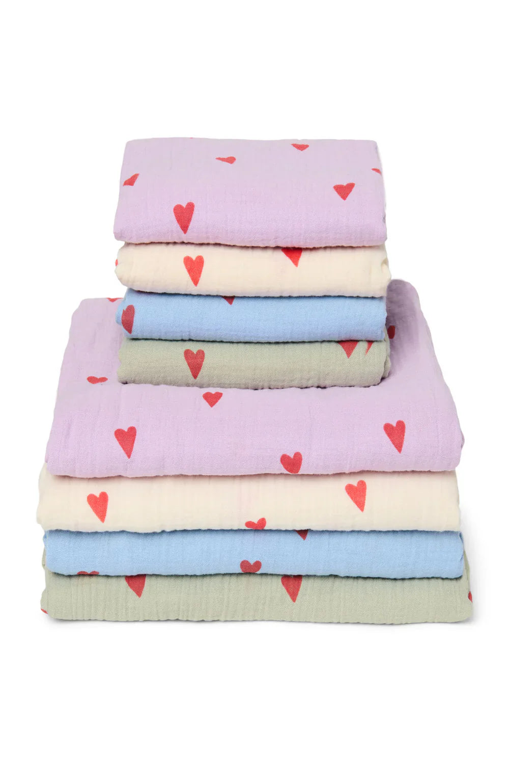 Studio Noos Tetra doek | Light Blue Hearts 120x120 cm