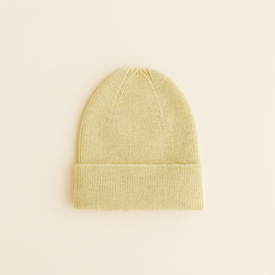 Hvid Newborn Beanie Fonzie 0-6M | Light Yellow