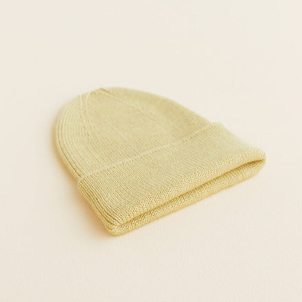 Hvid Newborn Beanie Fonzie 0-6M | Light Yellow