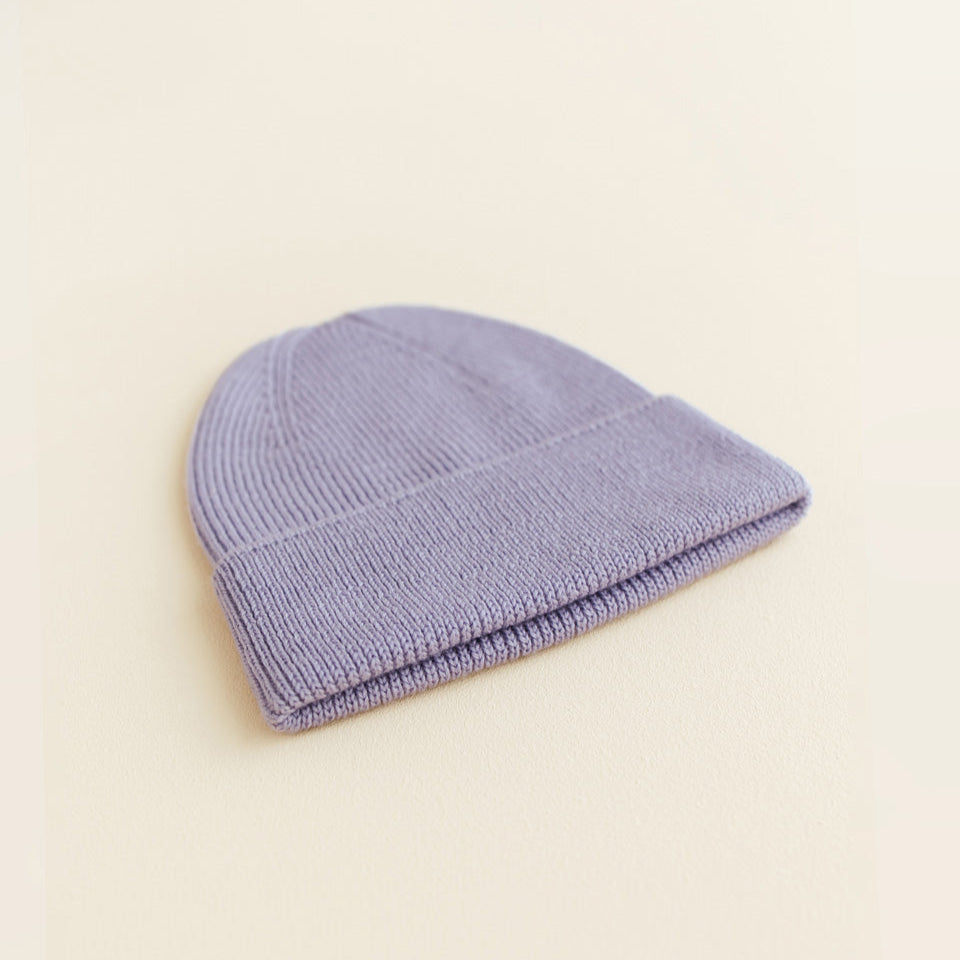 Hvid Newborn Beanie Fonzie 0-6M | Lilac