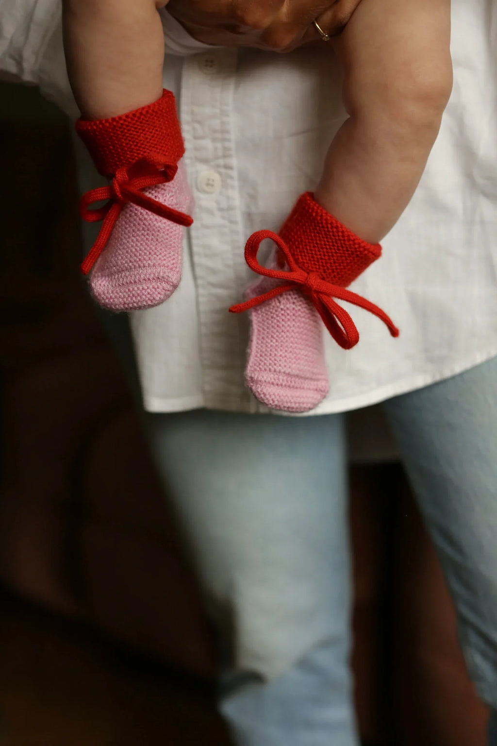 Hvid Booties 9-15M | Cotton Candy/Red