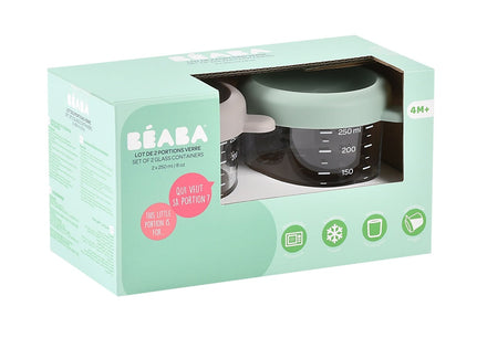 Béaba Glazen Bewaarpotjes 250ml Set 2 | Eucalyptus / Bruin