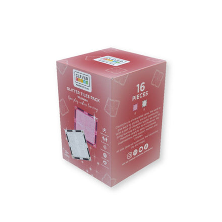 Cleverclixx Glitter Tiles Pack Transparent / Pink | 16 stuks