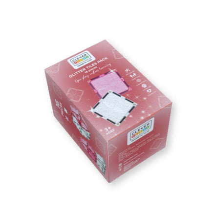 Cleverclixx Glitter Tiles Pack Transparent / Pink | 16 stuks