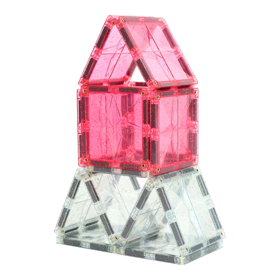 Cleverclixx Glitter Tiles Pack Transparent / Pink | 16 stuks