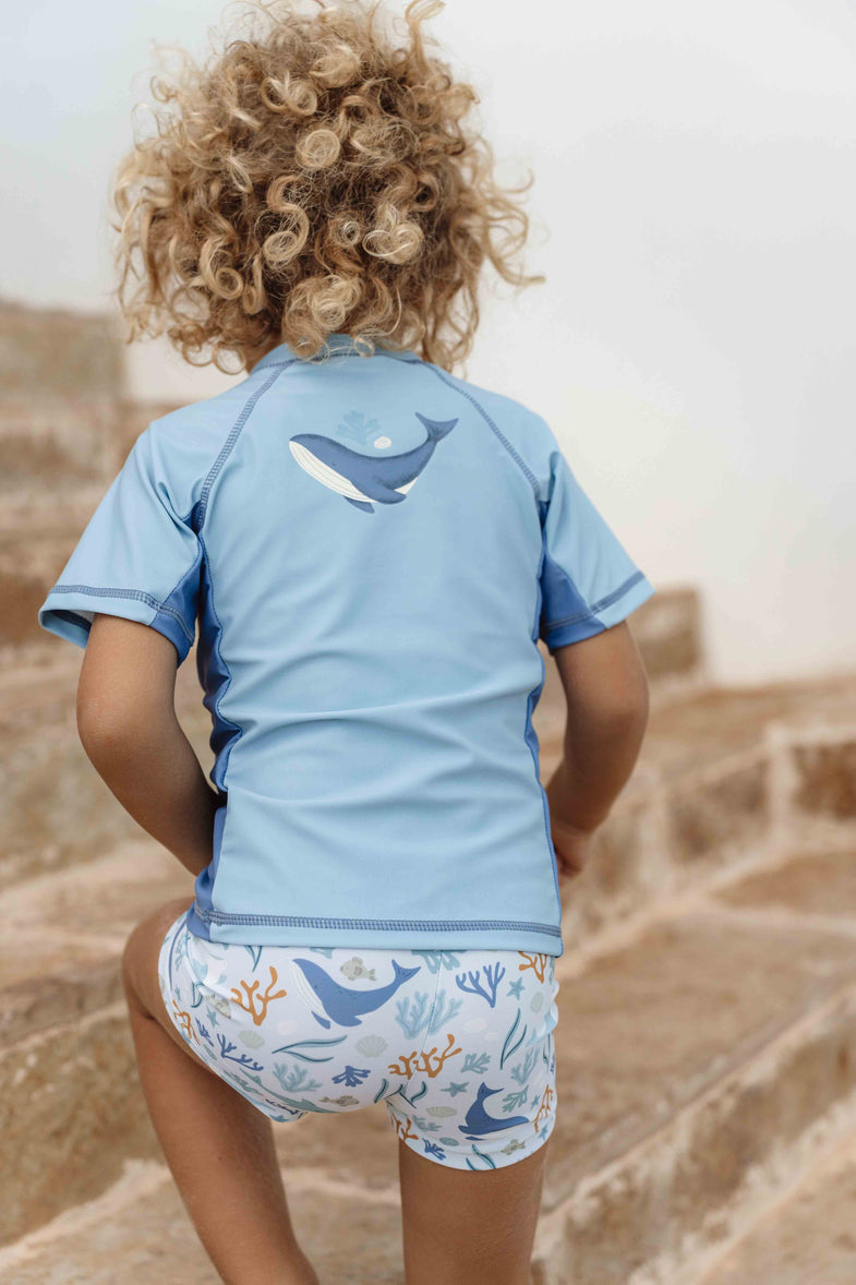 Little Dutch Zwem T-Shirt Korte Mouw Blue Whale