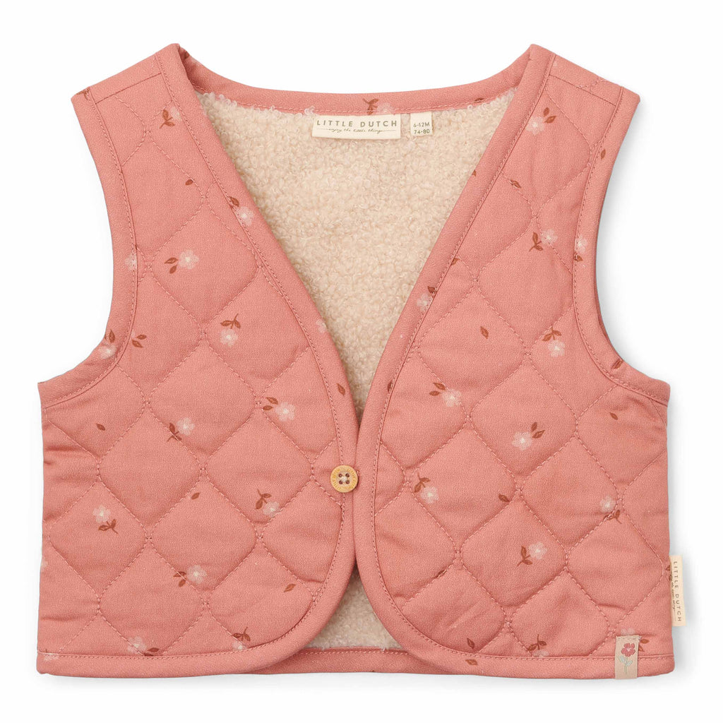 Little Dutch Kleuter Winter Omkeerbaar Gilet Sand / Warm Rose Blooming Flower | Roze