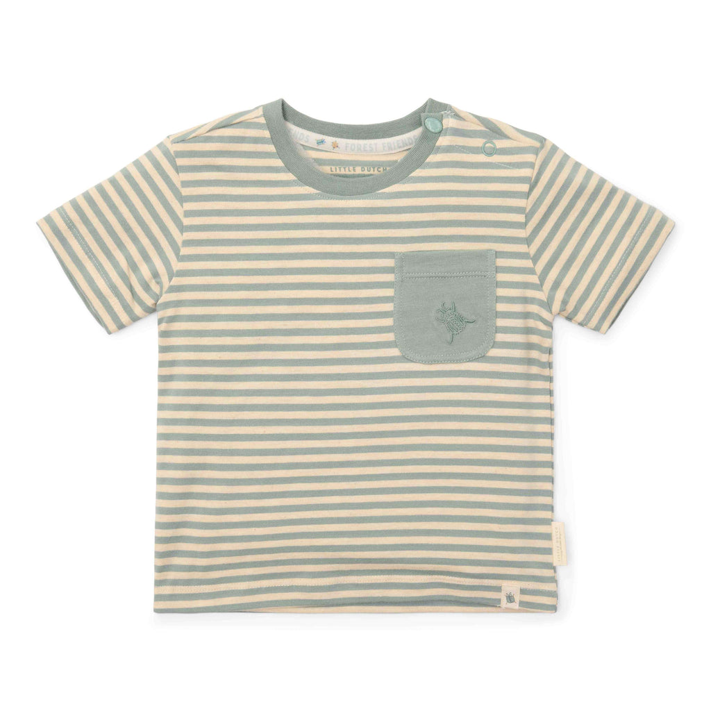 Little Dutch T-Shirt Korte Mouw Forest Green Stripe