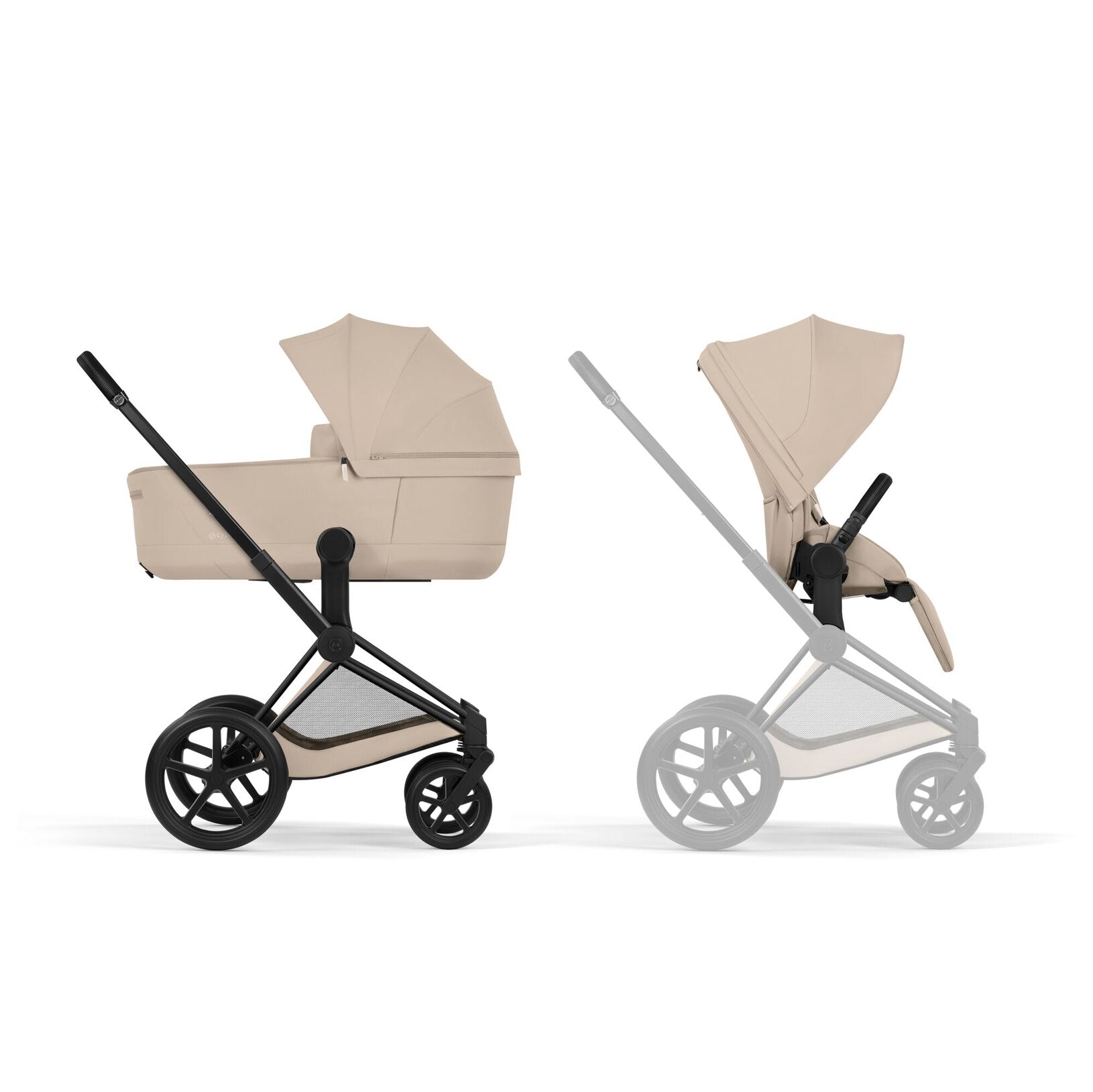 CYBEX Priam incl. Foldable Carry Cot | Cozy Beige (Matt Black Frame)