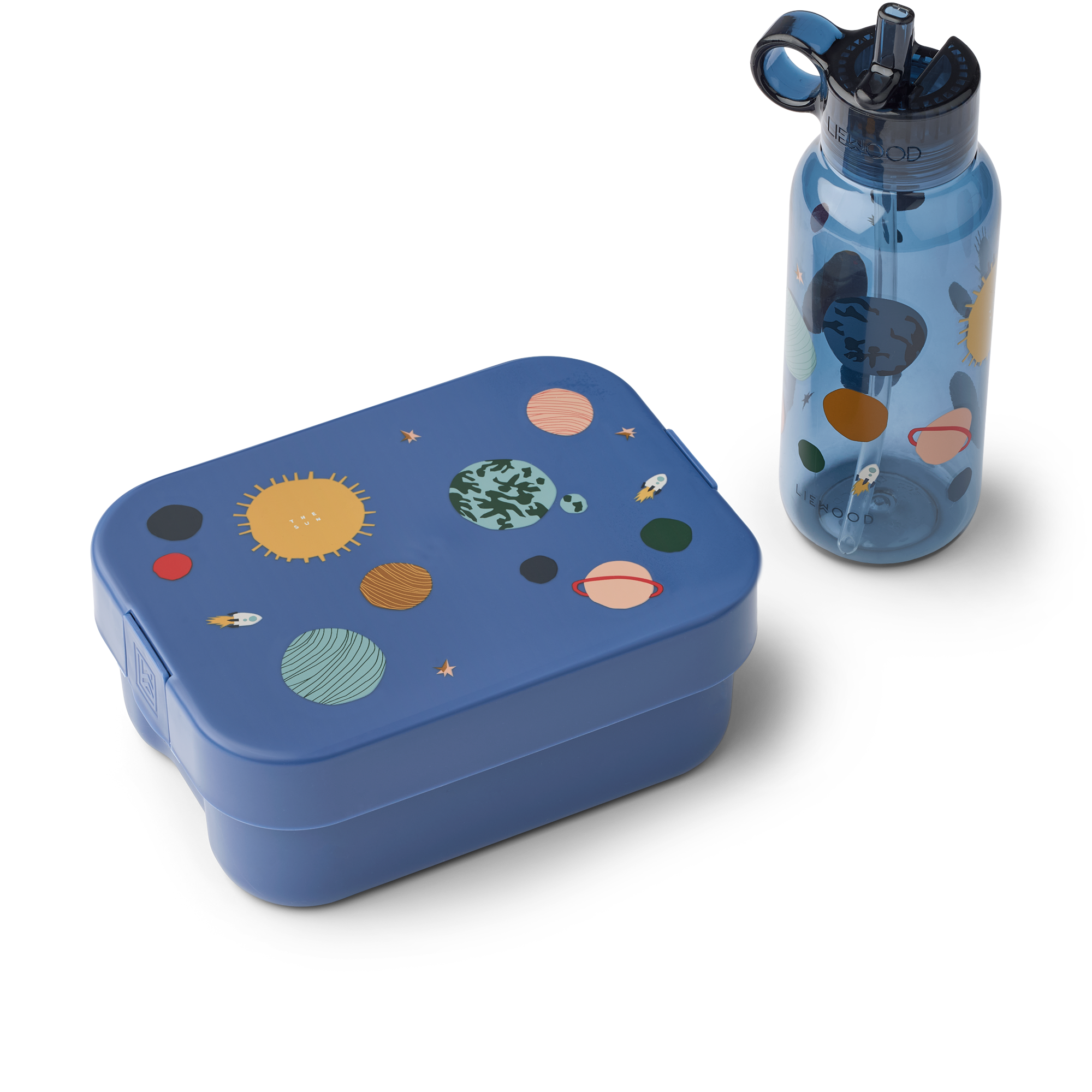 Liewood Chelsey Printed Lunchbox Set | Universe / Classic Navy