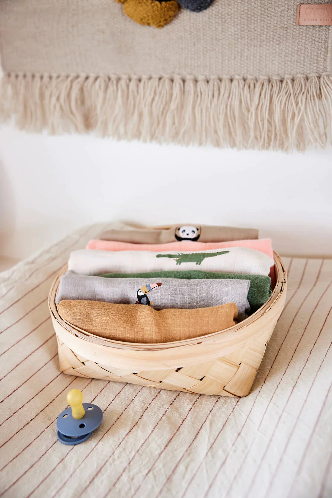 OYOY Living Crocodile Swaddle Doeken Pack 2 | Beige / Olive Green
