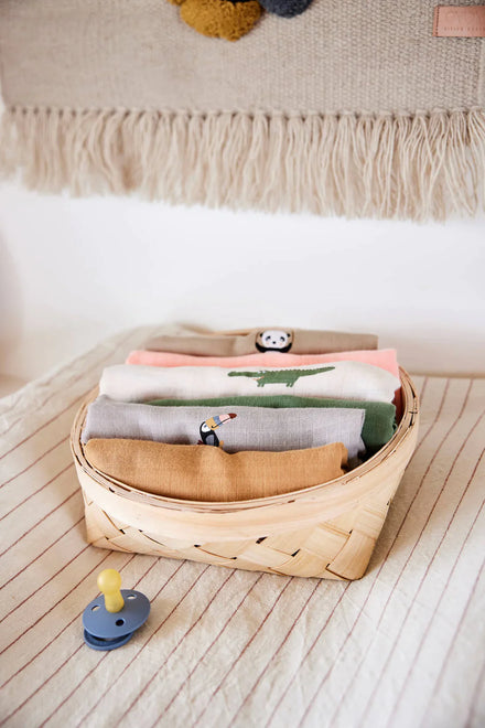 OYOY Living Crocodile Swaddle Doeken Pack 2 | Beige / Olive Green