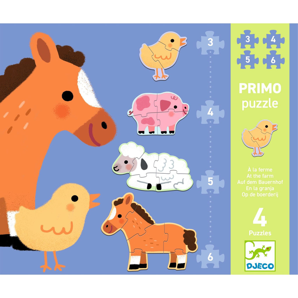 Djeco Set van 4 Puzzels | Op de Boerderij