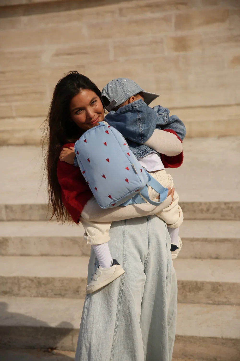 Studio Noos Mini Rugzakje | Lichtblauw Puffy Hearts