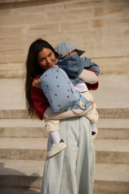 Studio Noos Mini Rugzakje | Lichtblauw Puffy Hearts