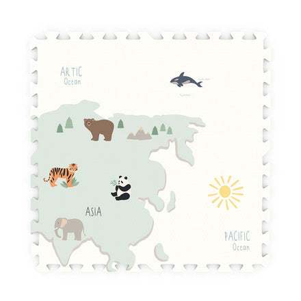 Play & Go EEVAA 2-In-1 Speeltapijt Puzzelmat & Opbergbox | Wereldkaart Kleur 120x180cm