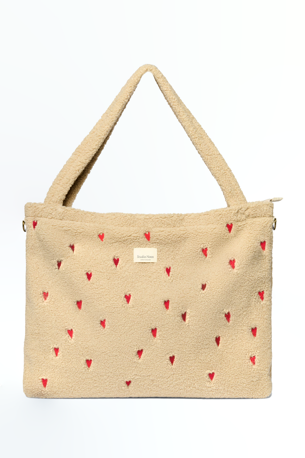Studio Noos Diaper Bag Luiertas Met Rits | Ecru Teddy Hearts