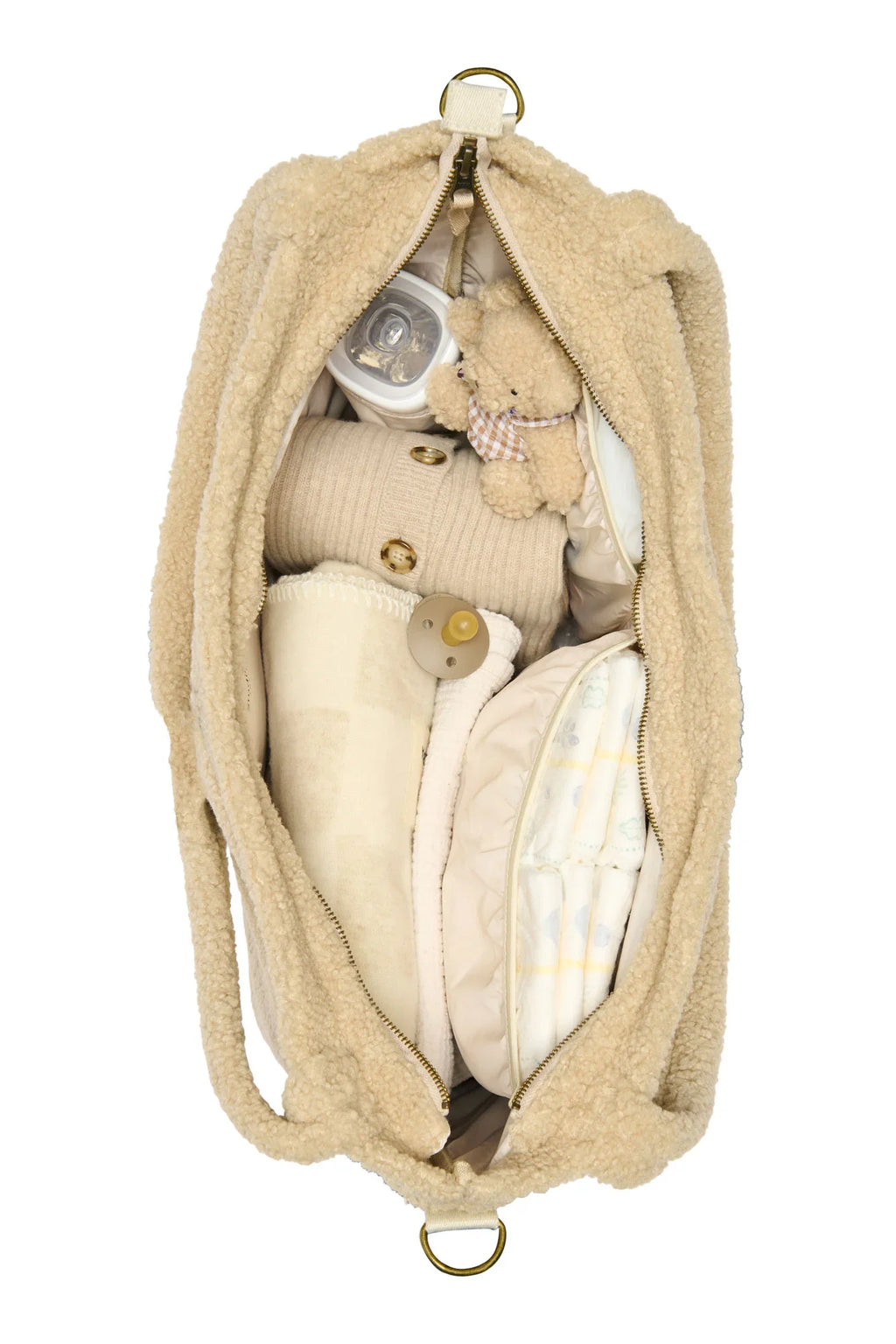 Studio Noos Diaper Bag Luiertas Met Rits | Ecru Teddy Hearts