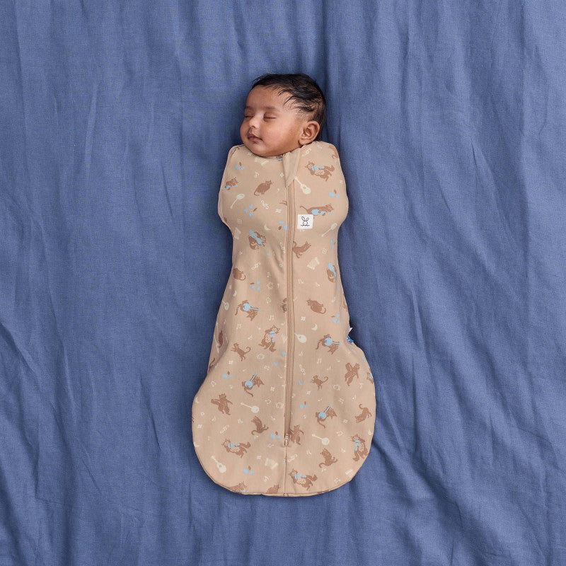 Ergopouch Cocoon Melody 62-68 cm van biologisch katoen met natuurlijke rek, De Gele Flamingo
