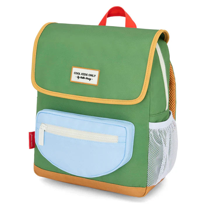 Hello Hossy Rugzak Mini Green Lake 2-5Y kleuterrugzak - vooraanzicht met print