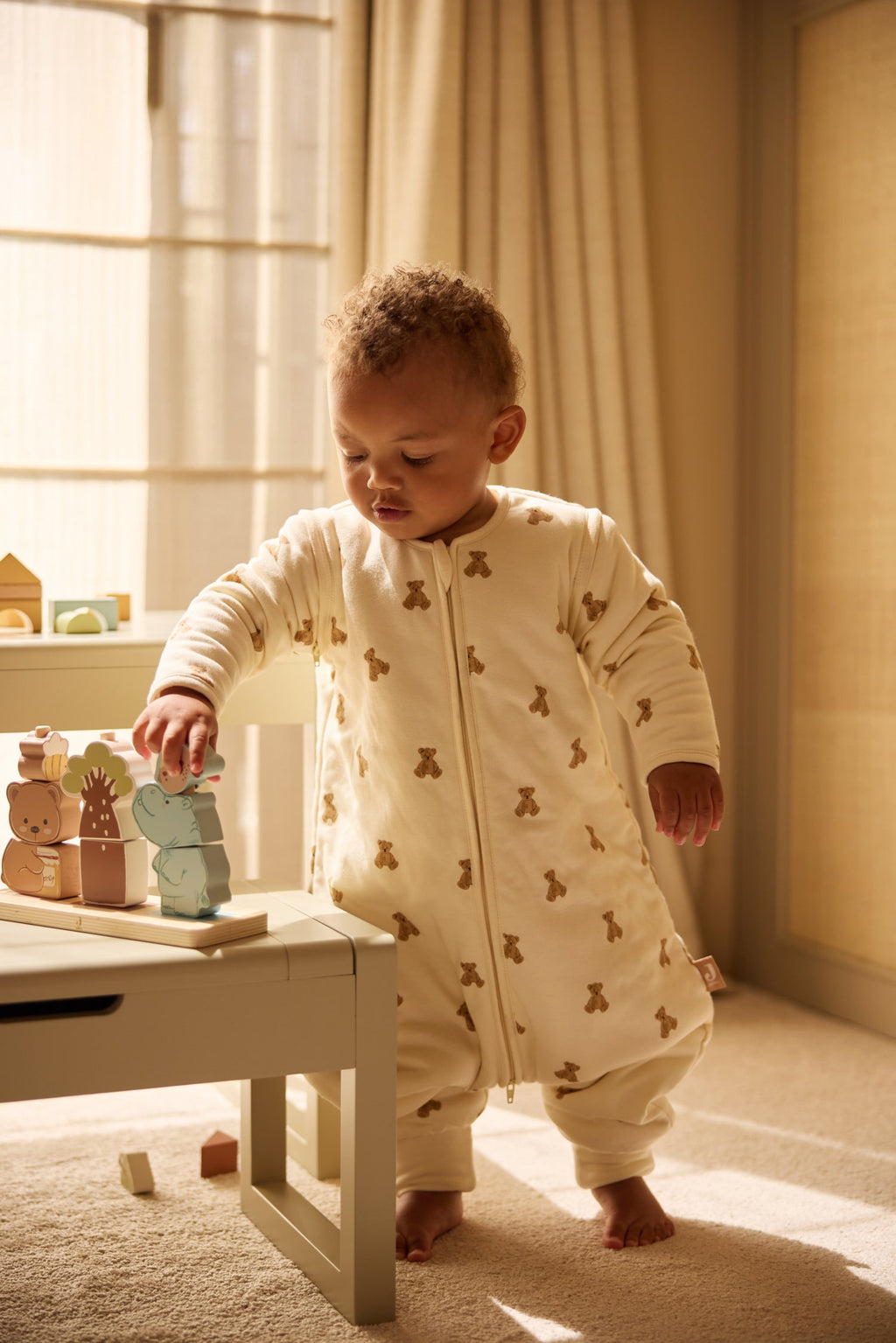 Jollein Slaapzak met voeten en afritsbare mouw 80/86cm | M. Teddy Bear
