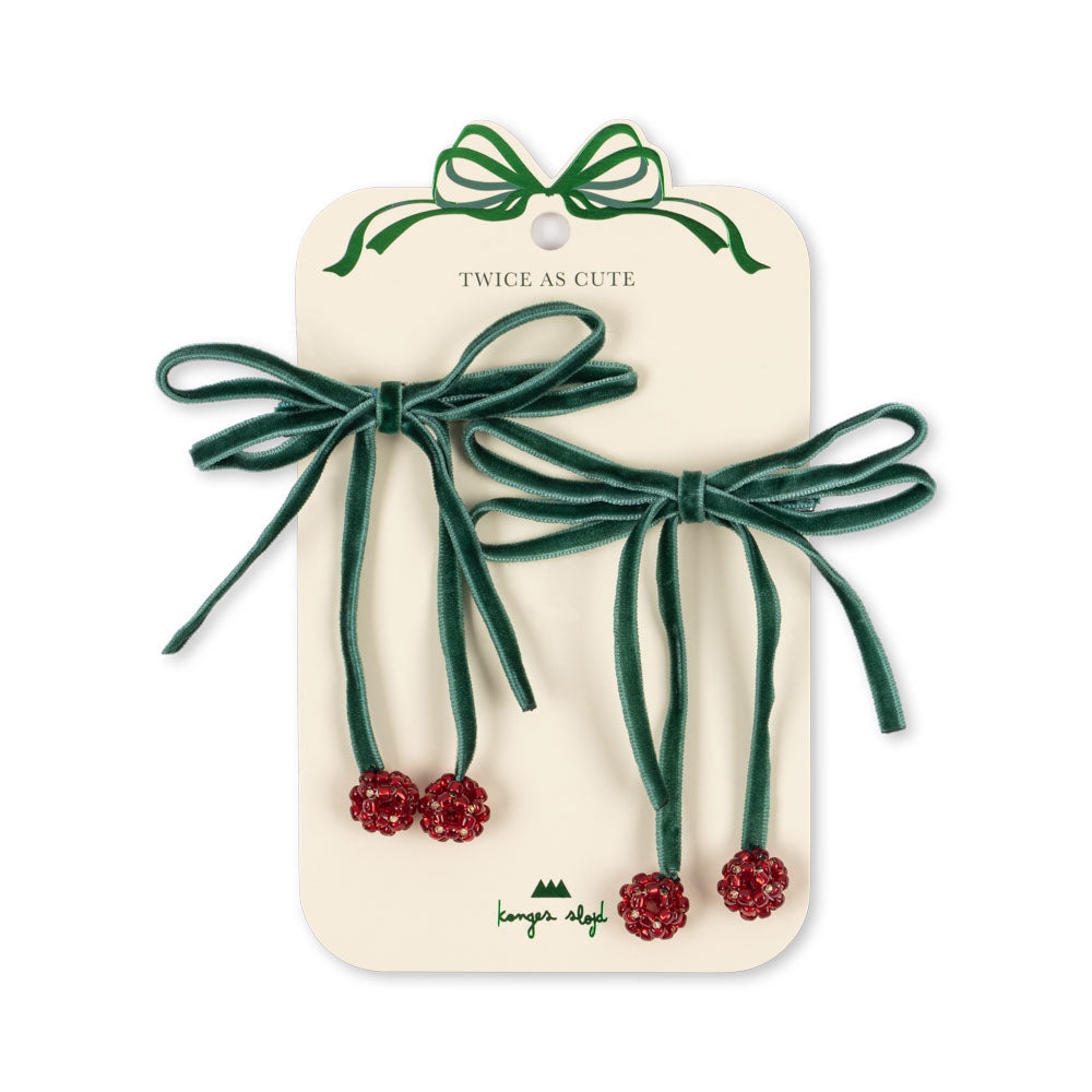 Konges Sløjd Cherry Bow Haarspeldjes 2ST | Smoke Pine