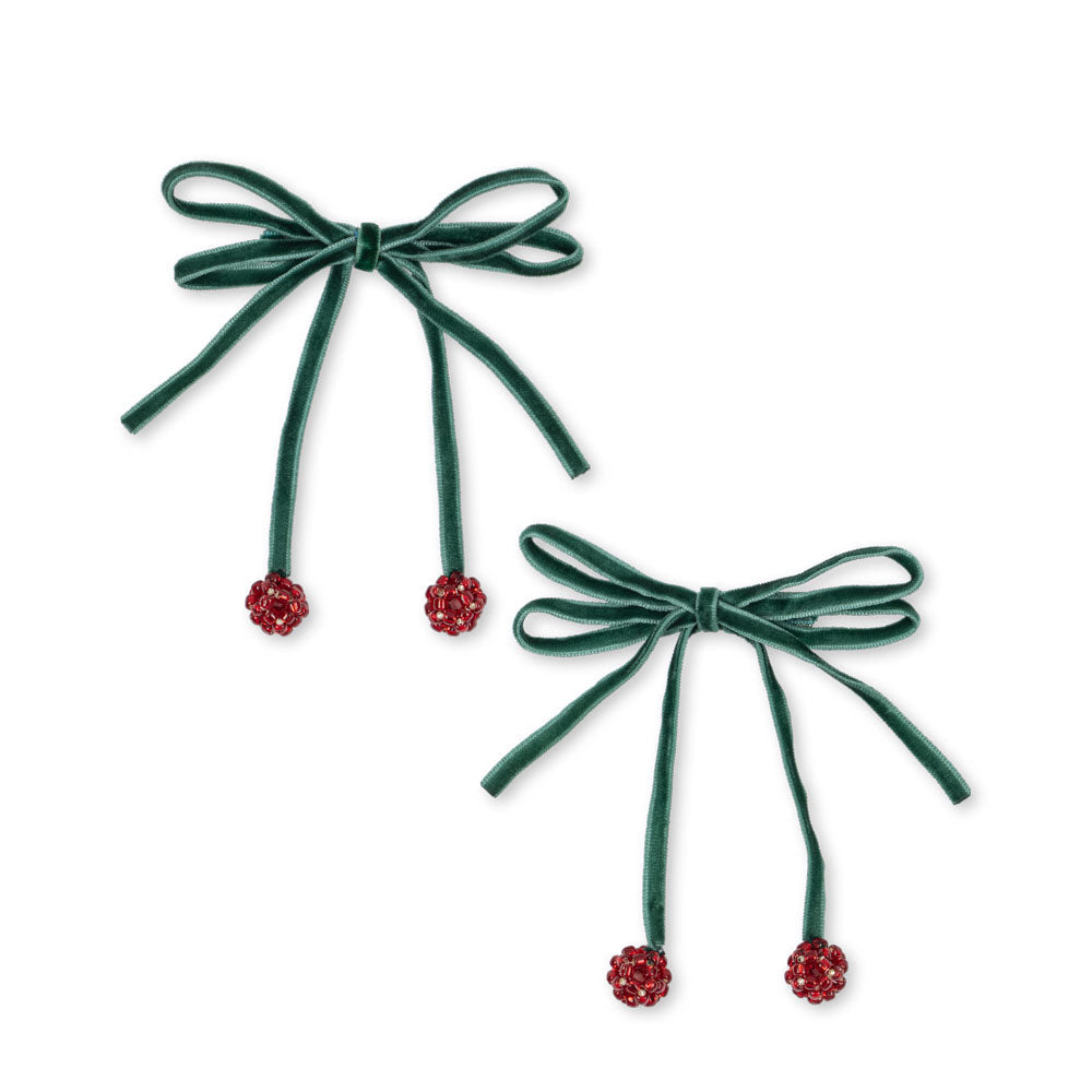 Konges Sløjd Cherry Bow Haarspeldjes 2ST | Smoke Pine