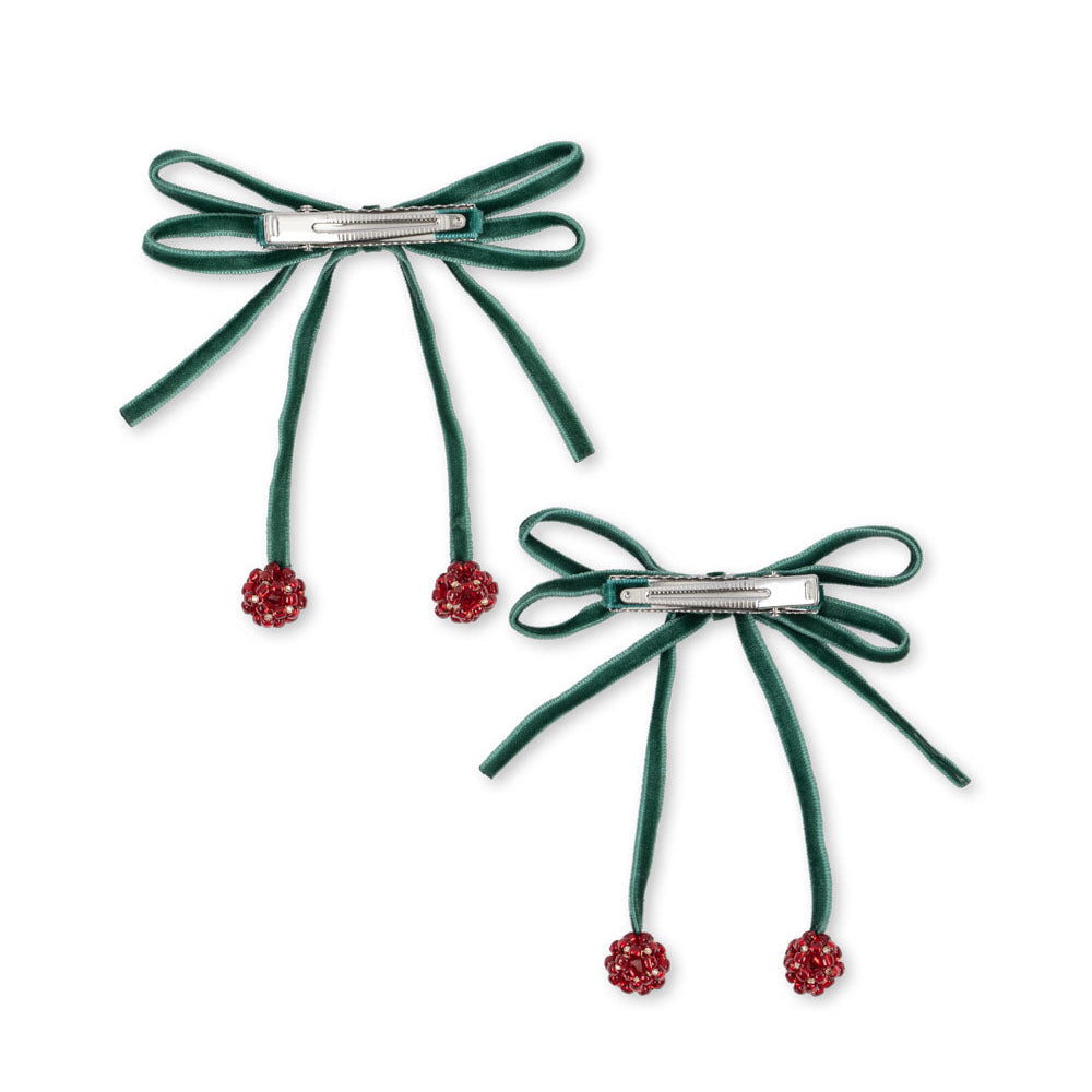 Konges Sløjd Cherry Bow Haarspeldjes 2ST | Smoke Pine