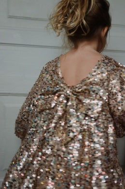 Konges Sløjd Lila Sequins Bow Jurk | Gold Glitter