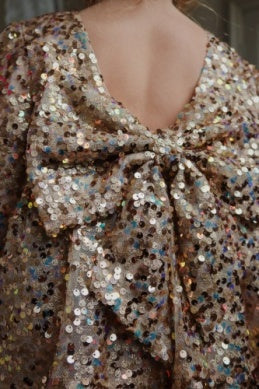 Konges Sløjd Lila Sequins Bow Jurk | Gold Glitter