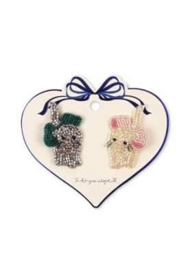 Konges Sløjd Bow Kitty Beaded Haarspeldje 2ST | Bow Kitty